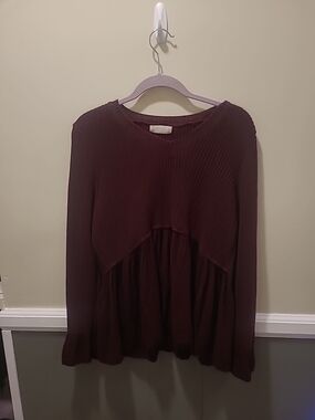 Altar'd State Small Women’s Purple Sweater Knit Layered Chiffon Trim Skirt